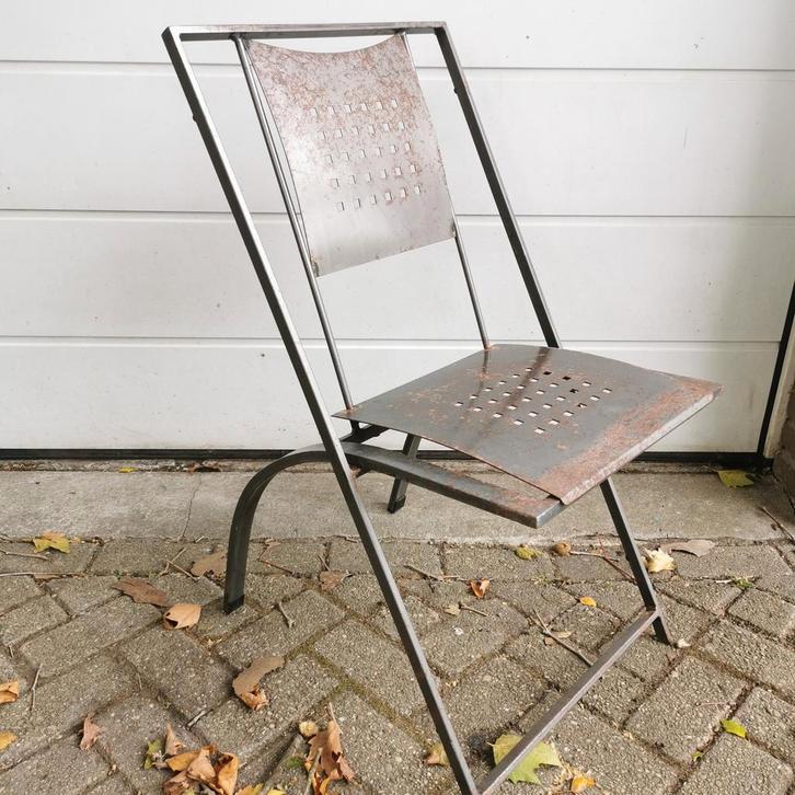 4 vintage Metalen Stoelen Karl Förster design stoel metaal, Huis en Inrichting, Stoelen, Gebruikt, Vier, Metaal, Grijs, Ophalen