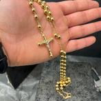 14k gouden ketting rozenkrans kruis jezus schakel, Ophalen of Verzenden, Zo goed als nieuw, Goud