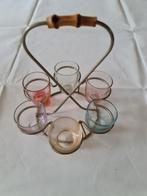 Oude gekleurde borrelglaasjes in standaard, Ophalen, Huis en Inrichting