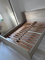 Stevige 2 persoons bed met 2 nachtkastjes, Ophalen, Verstelbaar, Beige, Tweepersoons