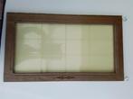 Kastdeur oud van hout met gelig glas, Ophalen, Gebruikt, Glas, 50 tot 100 cm