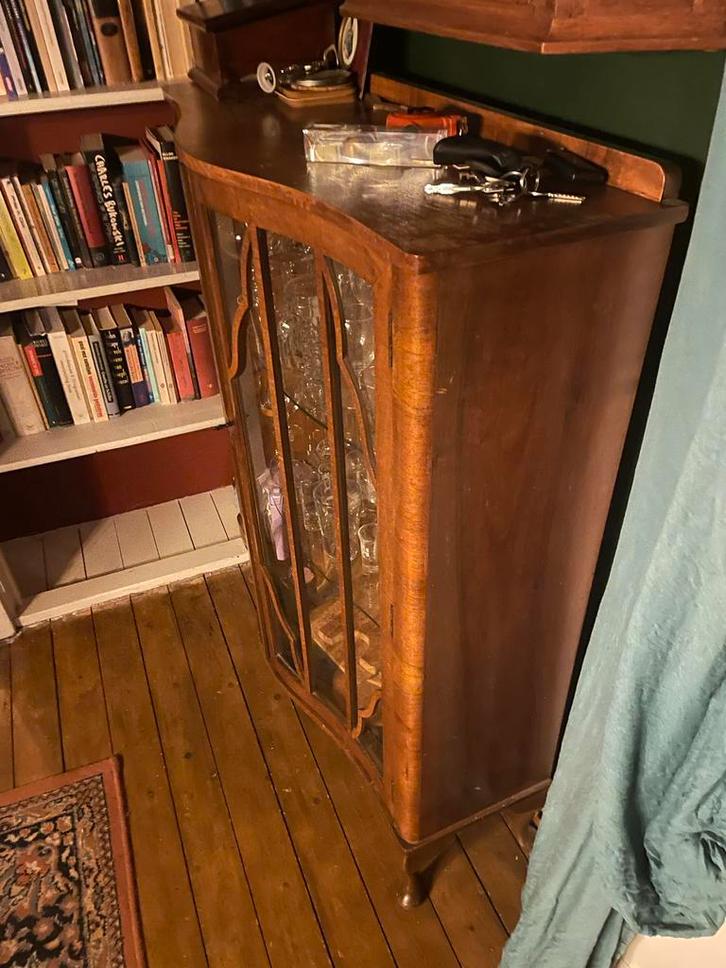 Antieke Vitrinekast, Huis en Inrichting, Kasten | Vitrinekasten, Gebruikt, 100 tot 150 cm, 50 tot 100 cm, 25 tot 50 cm, Met deur(en)