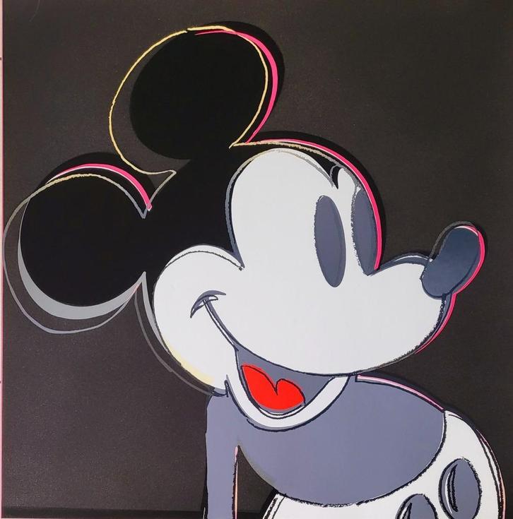Andy Warhol - "Mickey Mouse" - Zeefdruk - Diamond Dust, Antiek en Kunst, Kunst | Litho's en Zeefdrukken, Ophalen of Verzenden