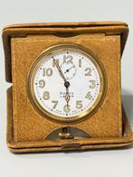 1920 8-Daagse reisklok klok Glasgow horloge antiek lederen, Antiek en Kunst, Antiek | Klokken, Ophalen of Verzenden