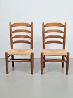 Set 2 Vintage Brutalist Charlotte Perriand stoel Cane '60, Riet of Rotan, Twee, Vintage, Ophalen of Verzenden