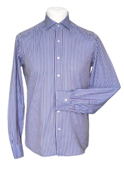 Xacus overhemd, gestreept shirt, lila/bord, Mt. 39 / M, Kleding | Heren, Overhemden, Zo goed als nieuw, Halswijdte 39/40 (M), Verzenden