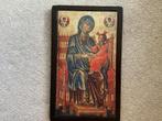 Icoon Tronende moeder Gods met Kind // 33x20 cm, Antiek en Kunst, Ophalen of Verzenden