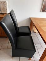 6 zwart lederen stoelen, hoge rugleuning, Huis en Inrichting, Ophalen, Zwart, Leer, Zo goed als nieuw