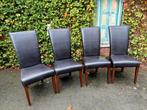 4x donker bruine leren eetkamerstoelen., Huis en Inrichting, Stoelen, Ophalen, Gebruikt, Bruin, Leer