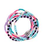 H&M set 6 elastische boho armbanden kralen roze blauw lila, Nieuw, Elastiek, Blauw, Met bedels of kralen