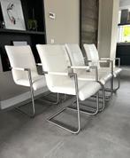 4/6 wit lederen Henders & Hazel design eetkamerstoelen., Ophalen, Labeled design wit, Wit, Henders en Hazel