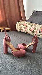 Dames plateau pumps hakken oudroze fluweel, Pumps, Ophalen of Verzenden, Roze, Gedragen