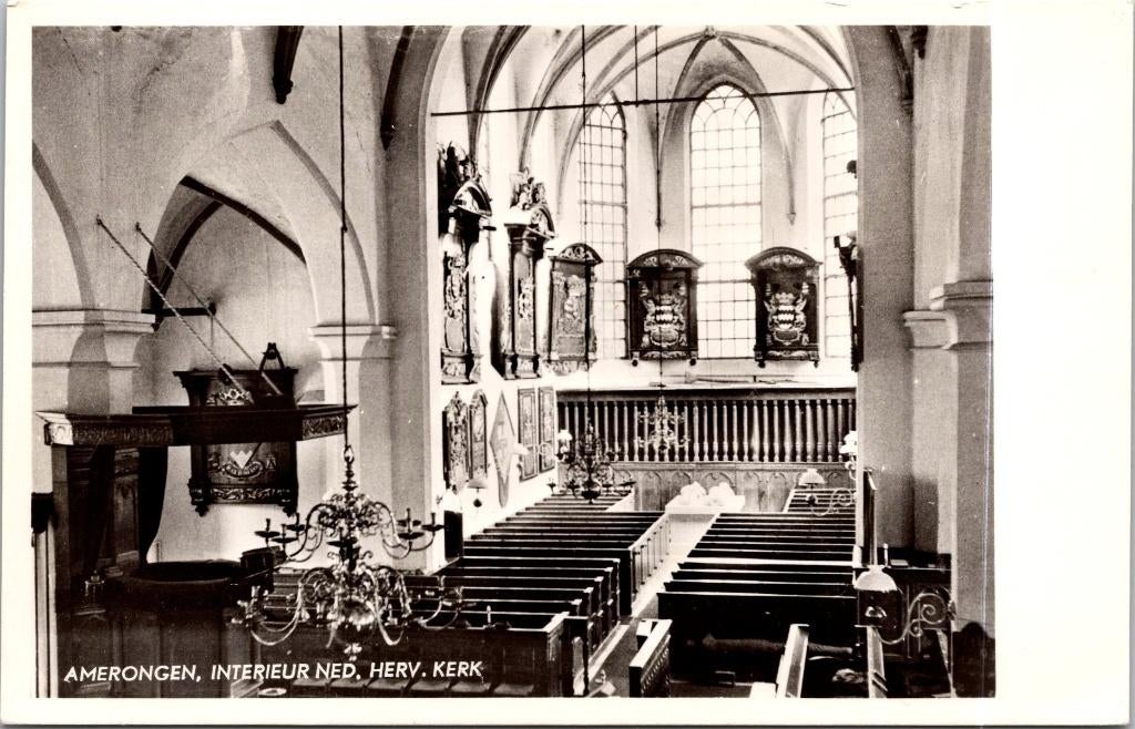 Interieur Ned. Herv. Kerk Amerongen - 5 ansichtkaarten, Verzenden, 1940 tot 1960, Gelopen, Utrecht