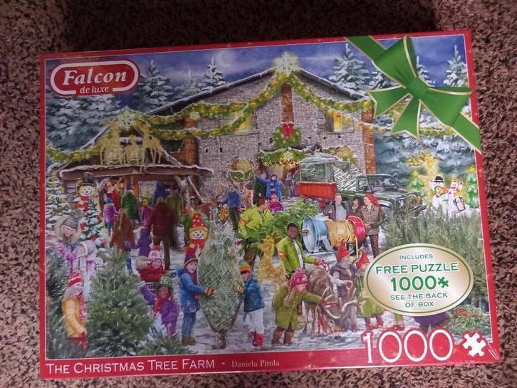 Puzzel 1000 stukjes Falcon de Luxe Christmas Tree Farm 2 in1, Hobby en Vrije tijd, Denksport en Puzzels, Nieuw, Legpuzzel, 500 t/m 1500 stukjes