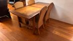 Massief houten eettafel + 5 originele Lloyd Loom stoelen, Ophalen, Gebruikt, 100 tot 150 cm, Teakhout