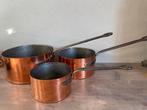 Koperen Pannenset  Vintage Kookgerei 3 pannen koper, Ophalen of Verzenden
