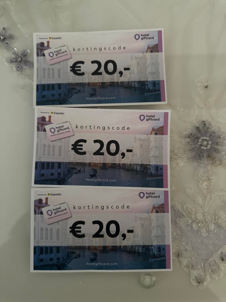 Hotel Giftcard waarde € 60,- totaal, Tickets en Kaartjes, Twee personen, Overige soorten