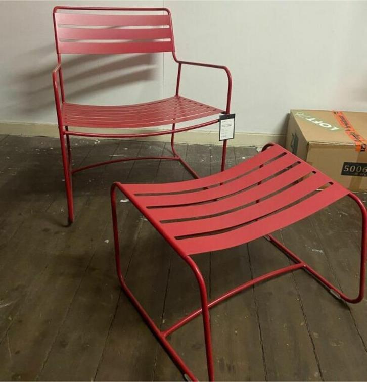 Fermob outdoor Surprising Low Fauteuil + voetenbank, Tuin en Terras, Tuinstoelen, Zo goed als nieuw, Metaal, Ophalen
