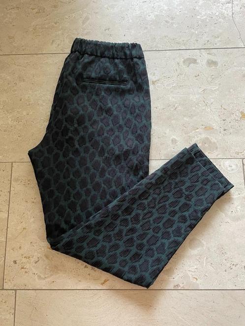 Object: z.g.a.n. groen-zwarte broek maat 36, Kleding | Dames, Broeken en Pantalons, Zo goed als nieuw, Maat 36 (S), Groen, Lang
