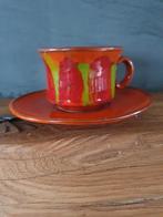 Mooie gave kop en schotel retro jaren 60/70, Verzamelen, Retro, Ophalen of Verzenden, Huis en Inrichting