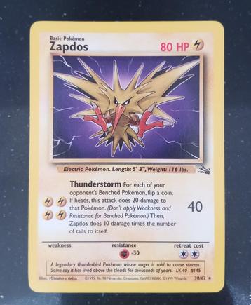 Zapdos Pokemonkaart (1e generatie) beschikbaar voor biedingen