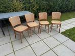 Vier houten stoelen met webbing - Japandi stijl, Huis en Inrichting, Ophalen, Gebruikt, Bruin, Vier