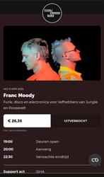 2 kaartjes voor Franc Moody, 9 april 2025, Tivoli Vredeburg, Tickets en Kaartjes, Concerten | Pop, Twee personen, April