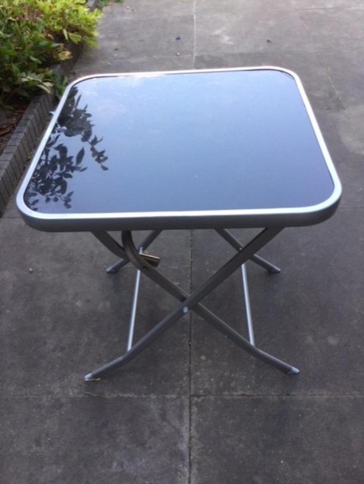 Inklapbare platinum frame tuintafel (My Garden), Tuin en Terras, Tuintafels, Zo goed als nieuw, Vierkant, Aluminium, Ophalen