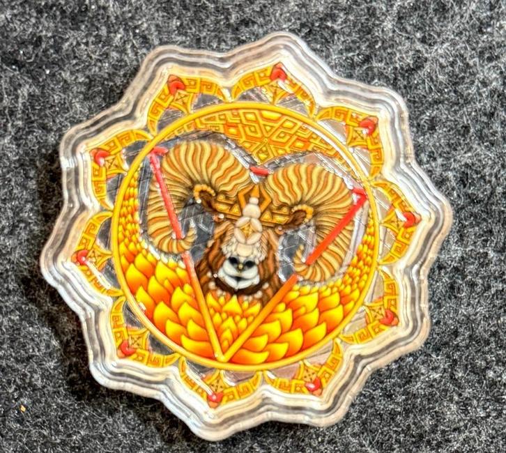 Zilveren munt 2022 "Ram of the 3rd Chakra" 2 oz zilver, Postzegels en Munten, Munten | Nederland, Losse munt, Overige waardes