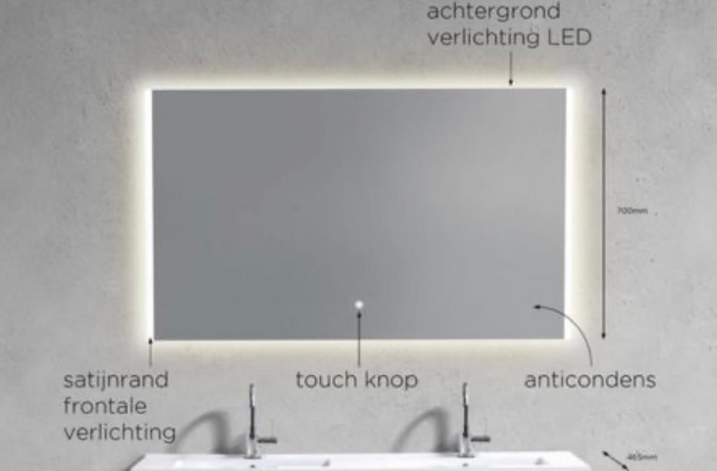 Moderne badkamerspiegel 120cm met LED - Nieuw in doos!, Huis en Inrichting, Woonaccessoires | Spiegels, Nieuw, Ophalen of Verzenden