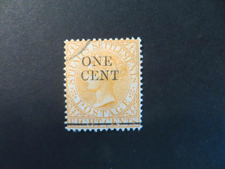 A06012: Straits Settlements QV 1 c, Postzegels en Munten, Postzegels | Azië, Oost-Azië, Ophalen of Verzenden