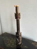 Balinese ringfluit van coromandel hout met Ganesha en Barong, Antiek en Kunst, Kunst | Niet-Westerse kunst, Ophalen of Verzenden