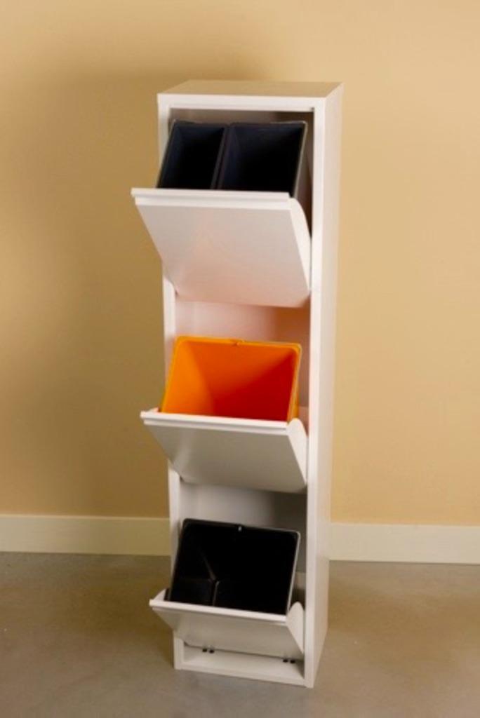 NIEUW Witte hoge afvalbak afvalscheiding 49L - 4 emmers #157, Huis en Inrichting, Woonaccessoires | Prullenbakken, Nieuw, Metaal