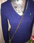 RALPH LAUREN paarse V hals trui met groen logo mtM/L, Maat 38/40 (M), Paars, Ophalen of Verzenden, Zo goed als nieuw