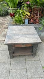 Hardhouten stevig (tuintafel) salontafel met lade, Ophalen, 100 tot 150 cm, 50 tot 100 cm, Zo goed als nieuw