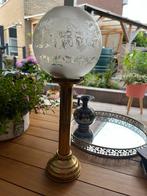 Antieke Tafellamp met Glazen Kap, Ophalen, Gebruikt, Glas, Minder dan 50 cm