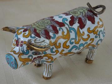 Cloisonné varken vintage chinees varkentje cloisonnee retro beschikbaar voor biedingen