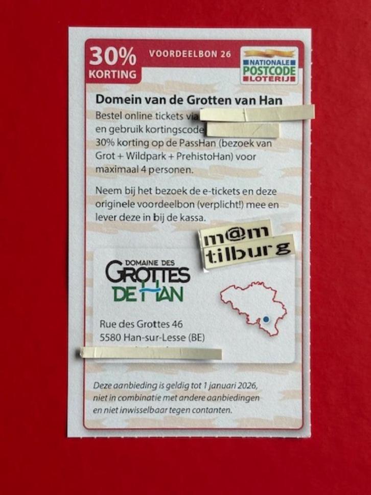 Voordeelbon 26 Domein van de Grotten van Han 30% korting, Tickets en Kaartjes, Kortingen en Cadeaubonnen, Drie personen of meer