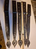 Handgesmede scharnieren - 35 x 3 cm 5 stuks, Doe-het-zelf en Verbouw, Hang- en Sluitwerk, Ophalen of Verzenden, Gebruikt, IJzer