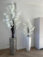 Luxe schelpenvazen met bloesemboom, Wit, Aardewerk of Porselein, Ophalen of Verzenden, Zo goed als nieuw