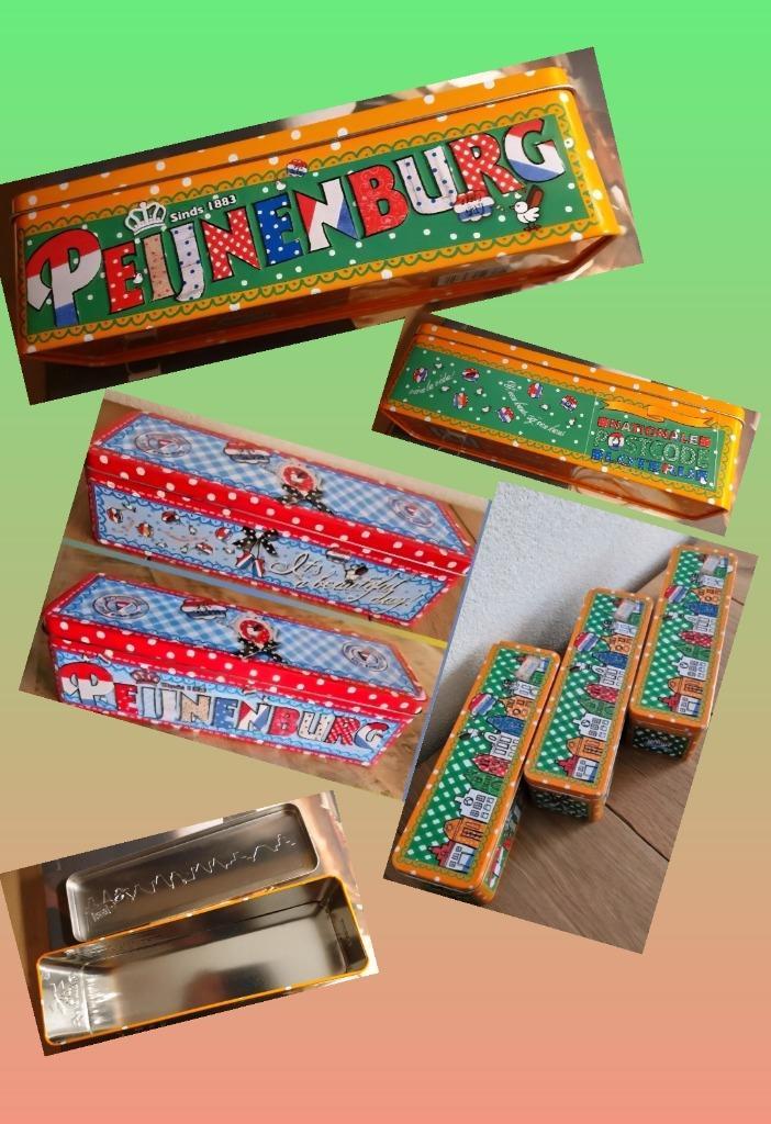 PEIJNENBURG koekblik 4 x oranje 1 x rood nieuw, gaaf & fris!, Verzamelen, Blikken, Nieuw, Koek(jes), Overige merken, Ophalen of Verzenden
