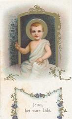 4 Oude Kleine prentjes van Jezuskind met achter gebed, Ophalen of Verzenden, Zo goed als nieuw, Kaart of Prent, Christendom | Katholiek