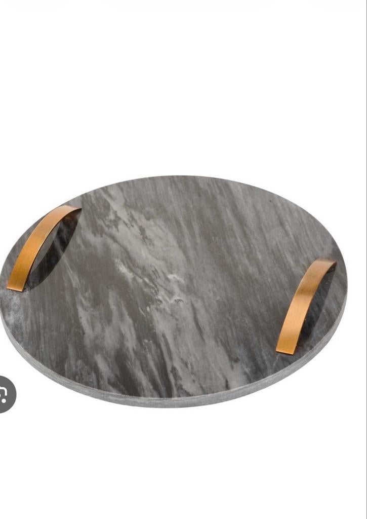 Marmeren Dienblad Grijs - 30cm - Nieuw, Ophalen of Verzenden, Nieuw, Rond, Overige materialen