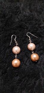 Elegante oorbel hangers met bruine en beige kralen, Sieraden, Tassen en Uiterlijk, Oorbellen, Overige materialen, Hangers, Bruin