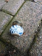 Oude Porseleinen Kastknop met Blauw Decor, Ophalen of Verzenden
