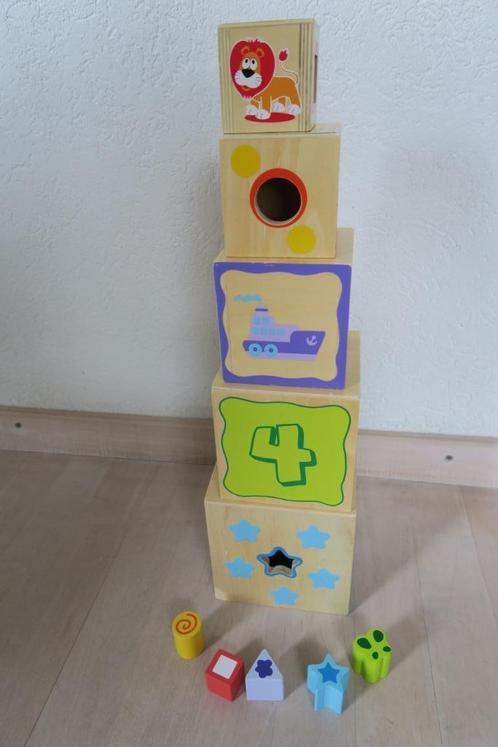 Houten stapeltoren Jouéco, Kinderen en Baby's, Speelgoed | Houten speelgoed, Gebruikt, Overige typen, Ophalen of Verzenden