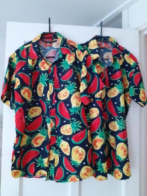 2 identieke vrolijke Hawaii shirts, Kleding | Heren, Carnavalskleding en Feestkleding, Zo goed als nieuw, Kleding, Overige thema's