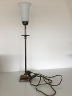 Rank tafellampje + melkglas met bronsmetaal  izgst, Huis en Inrichting, Lampen | Tafellampen, Ophalen of Verzenden, Zo goed als nieuw