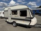 Hobby De Luxe 370 TM bouwjaar 1989 met voortent, Caravans en Kamperen, Caravans, Overige typen, Hobby, Bedrijf, Treinzit
