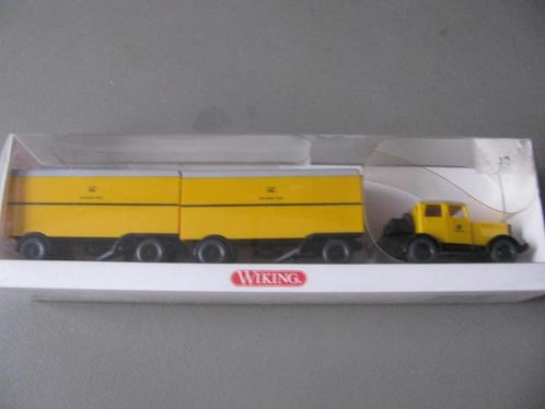 Wiking Zugmaschine mit 2 Postanhängern Schaal 1:87, Hobby en Vrije tijd, Modelauto's | 1:87, Nieuw, Bus of Vrachtwagen, Wiking